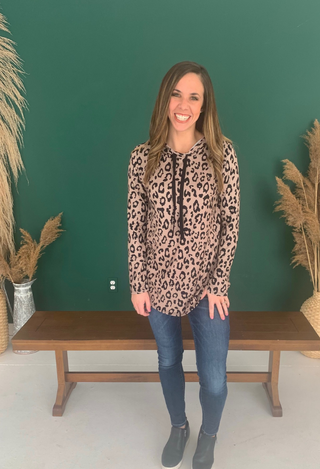 taupe Animal Print Hoodie