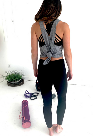Dream Fit Open Back Tie Top in grey