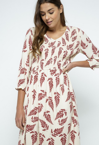 Hazlee Smocked Midi Dress in cream