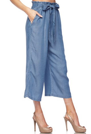 Talia Tencel Tie Waist Pants in blue