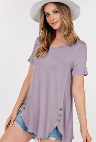 Tess Breezy Button Top in lavender