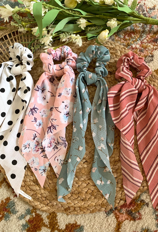 dot stripe floral hair scarf
