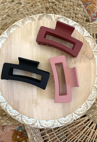 Madison Hair Clip 3 Pack Black Mauve Burgundy