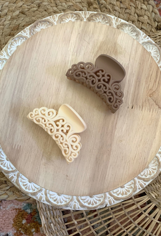 Fancy Hair Clips Taupe/Cream