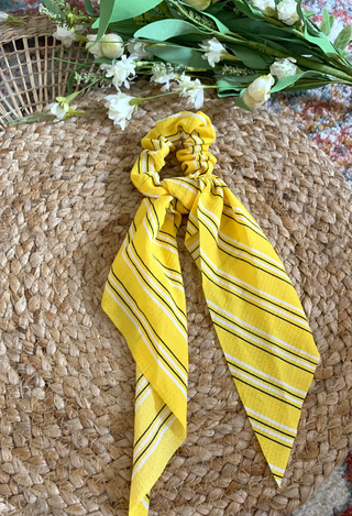 yellow stripe hair scarf