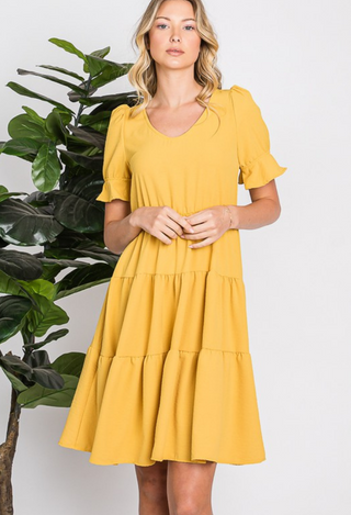 Selina 3 Tier Dress in Mango