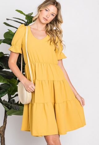 Selina 3 Tier Dress in Mango