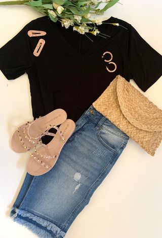 Kan Can Fringe Bermuda Denim Shorts