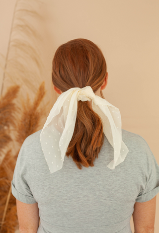 Swiss dot hair scarf