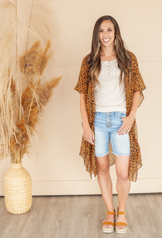 Leopard kimono new wiith beige top and shorts