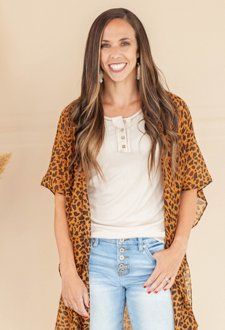 Leopard kimono close up