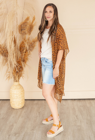 Leopard kimono full length with shorts