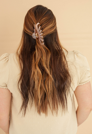 Get it girl claw hair clip back viiew on long hair