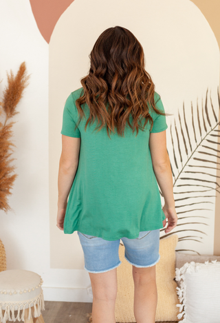 Tess Breezy Button Top in green back view