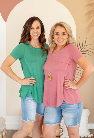 Tess Breezy Button Top in green and rose