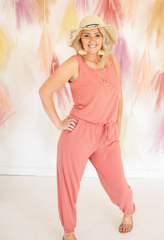 Zoey Jogger Jumpsuit in Rose