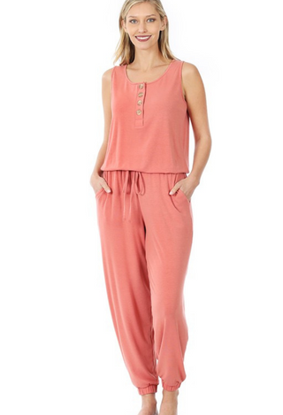 Zoey Jogger Jumpsuit in Rose