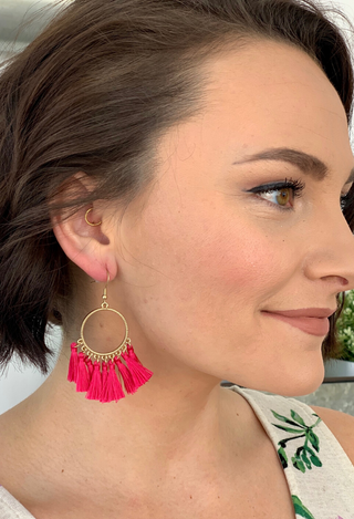 Tassel Earrings in magenta