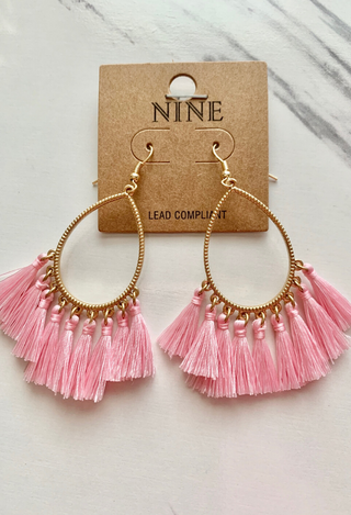 Tassel Oval Earrings in pink