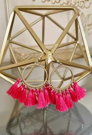 Magenta Tassel Earrings