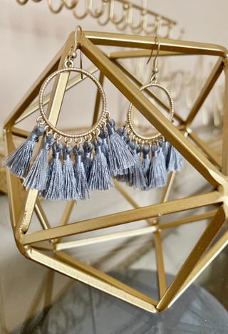 grey Tassel Earrings