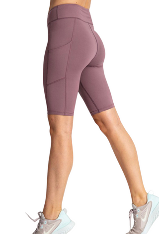 mauve Dream Fit Biker Shorts with pocket