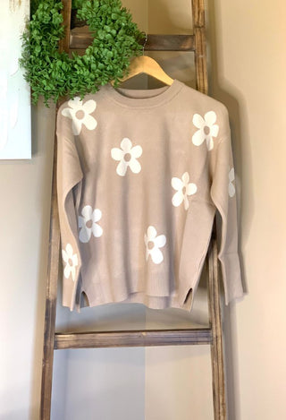 Tan flower sweater