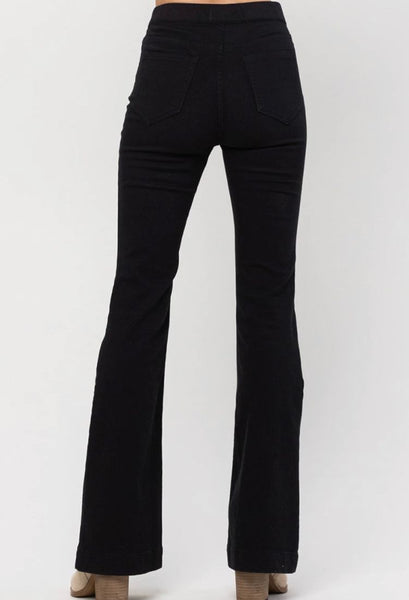 black flare jeans back view