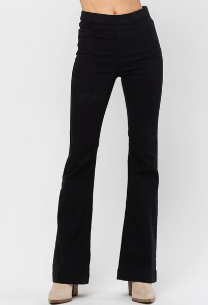 Black flare jeans front view