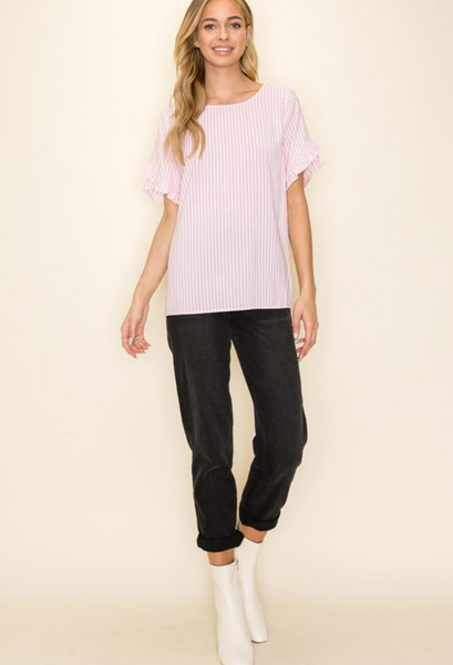 Candy Stripe blouse with jeans