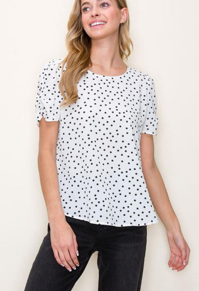 All dressed up dot print tie Blouse