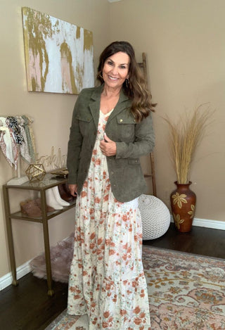 JAcket with maxi dress