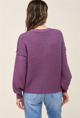 Lena ribbed sleeve sweater back
