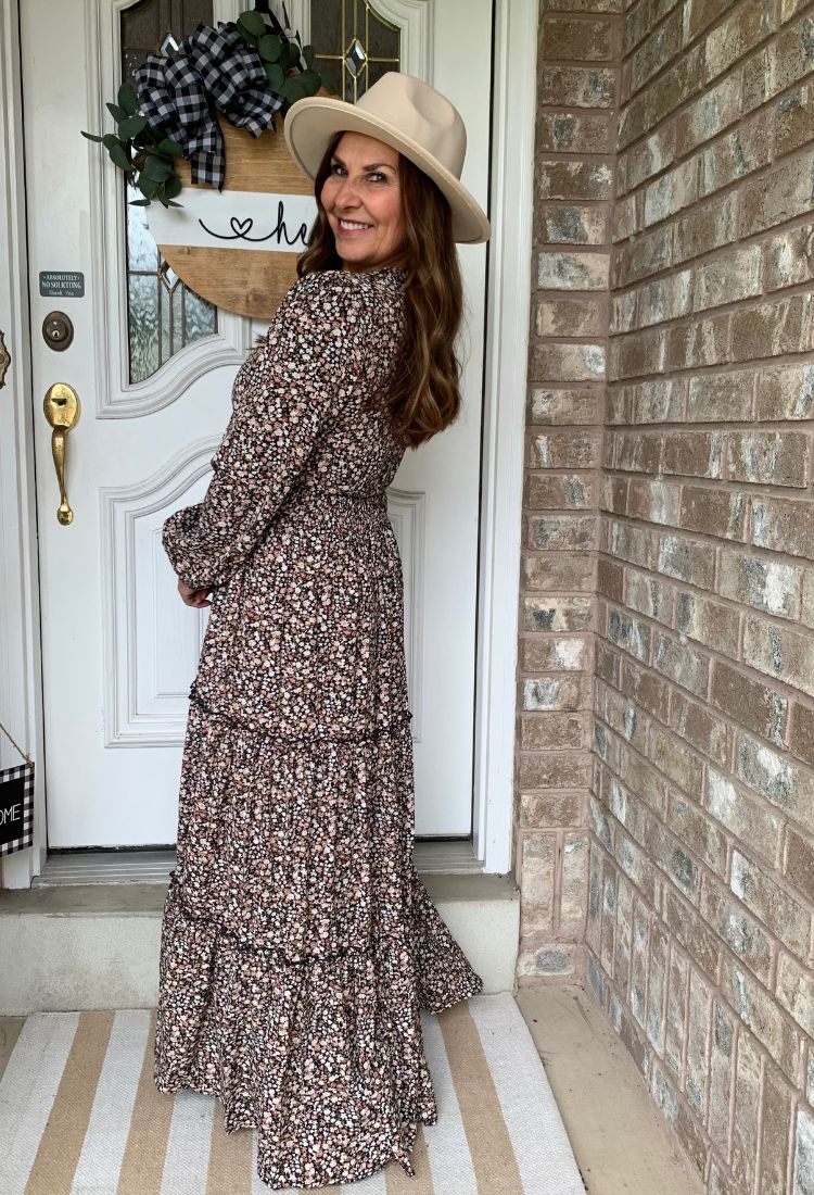 dani maxi dress Dani 3 Tier Floral Maxi Dress Medium / Mahogany Floral