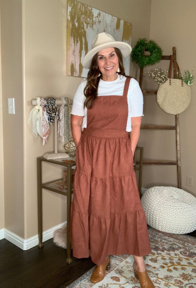 Cassie Tiered Overall Jumper Midi Dress X Large / Autumn Glaze
