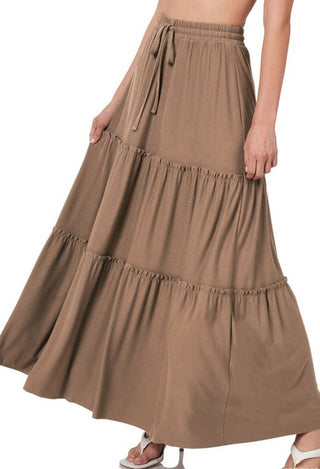 bohemian maxi skirt in mocha