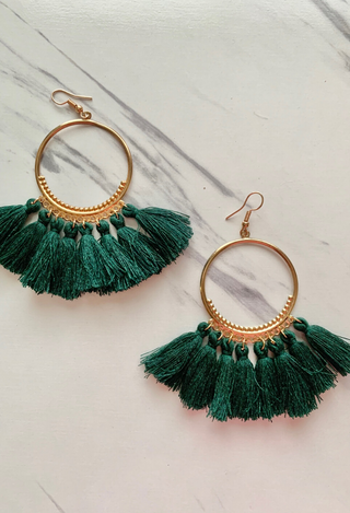 Hunter Green Tassel earrings