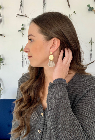 tassel coin earrings in grey