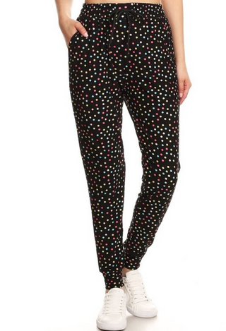 Confetti Joggers black with dot print