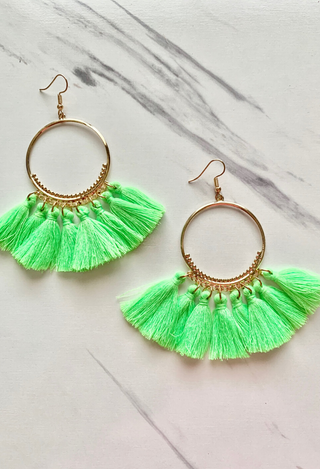 Lime green Tassel Earrings