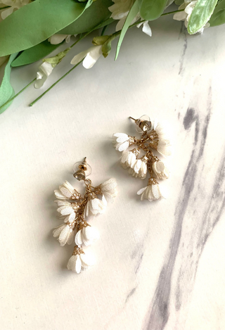 creamy white Barcelona Flower Earrings