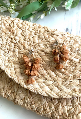 Barcelona Flower Earrings in cinnamon brown