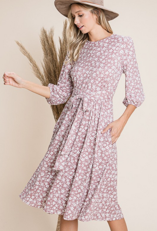 Floral Dress in Mauve