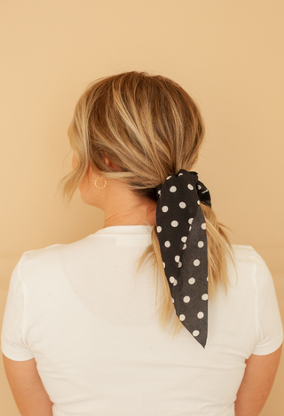 Scarf Hair Scrunchie Black dot
