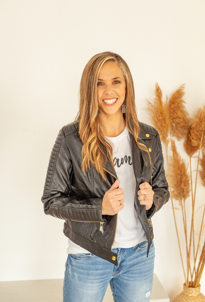 Faux Leather Moto Jacket-Dot Dot Dream