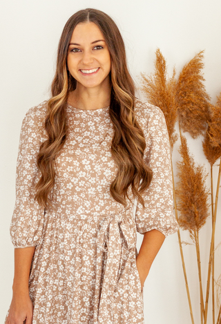 Floral Dress in Taupe -Final Sale