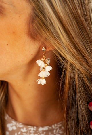 white Barcelona Flower Earrings