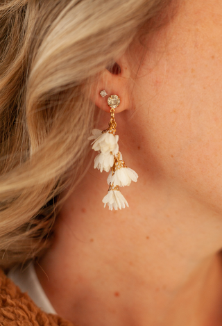cream Barcelona Flower Earrings