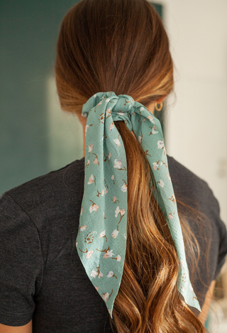Scarf Hair Scrunchie blue floral