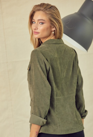 corduroy jacket in olive